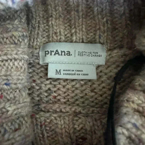 Prana Ibid Sweater Tunic Women’s Multi Tan Size Medium Wool Blend Turtleneck - Picture 6 of 9